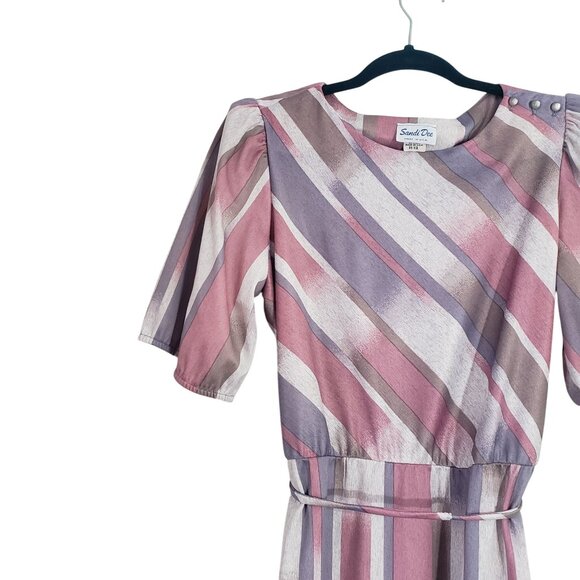 Vintage 70s 80s Womens Striped Midi Dress Bold Party Retro Statement‎ Disco - Picture 3 of 11